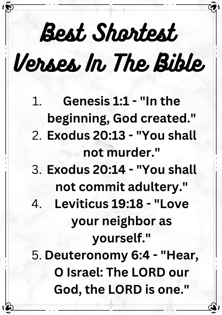 Shortest Verses In The Bible