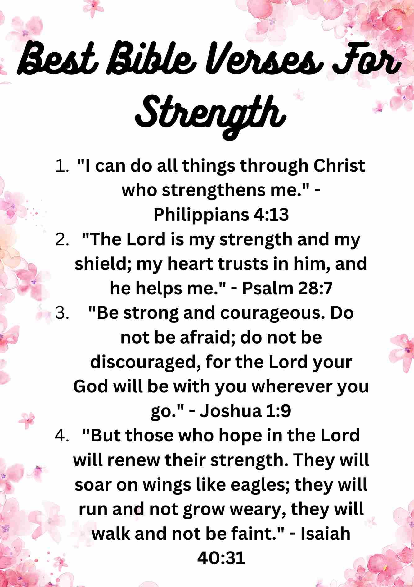 50 Bible Verses For Strength Daily Blessings Prayer 