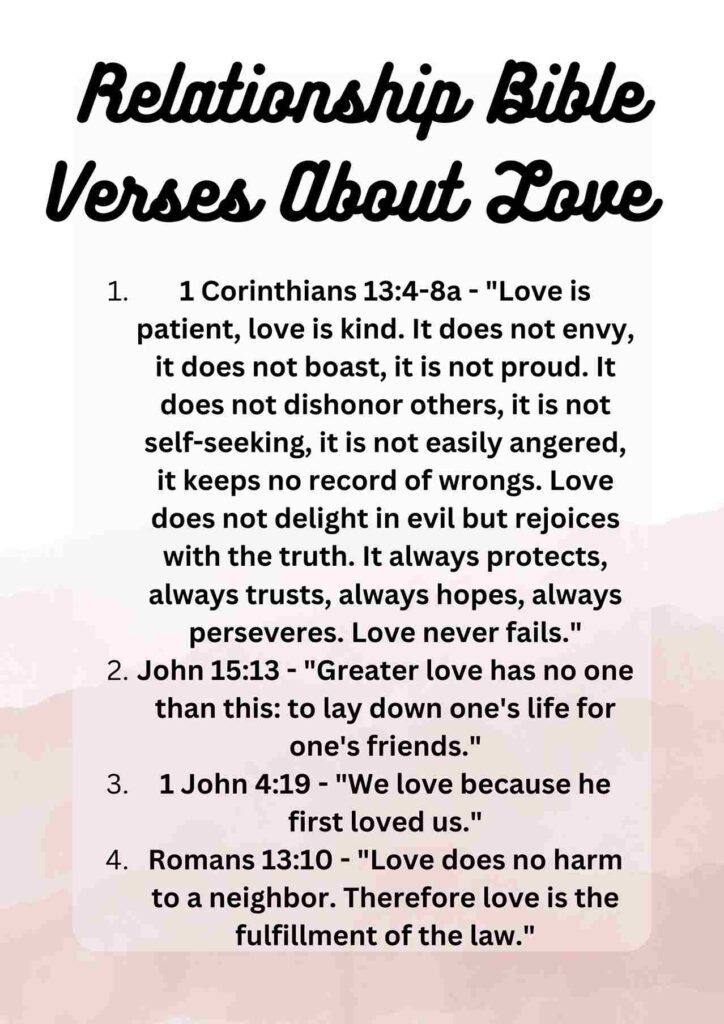 Relationships Bible Verses About Love