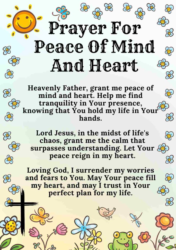 Prayer For Peace Of Mind And Heart