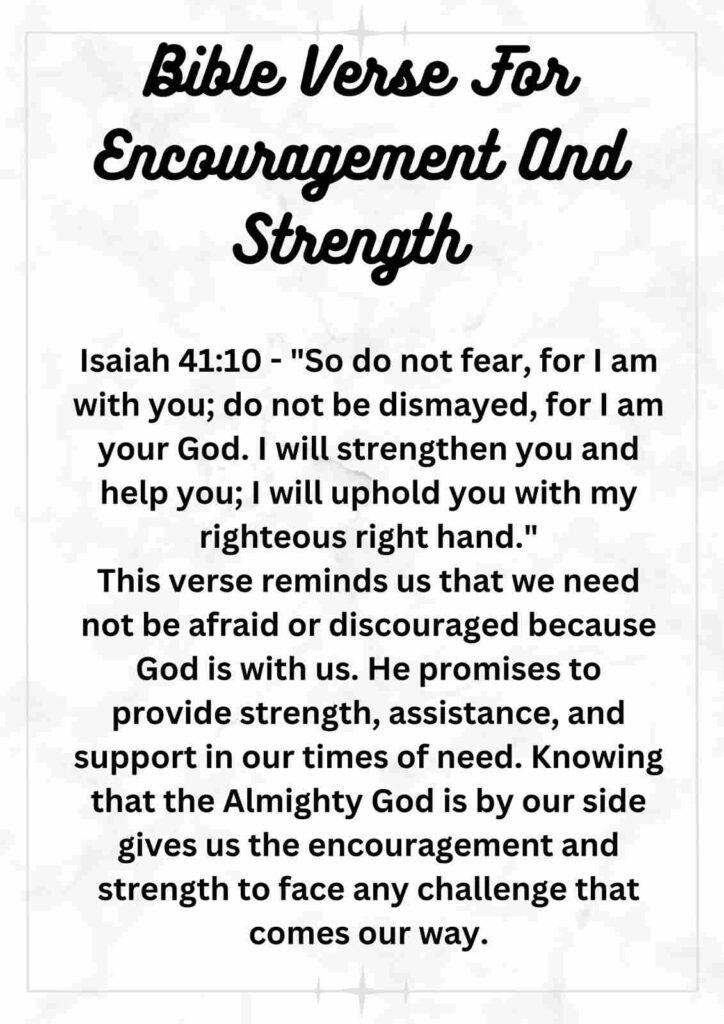 Bible Verse For Encouragement And Strength