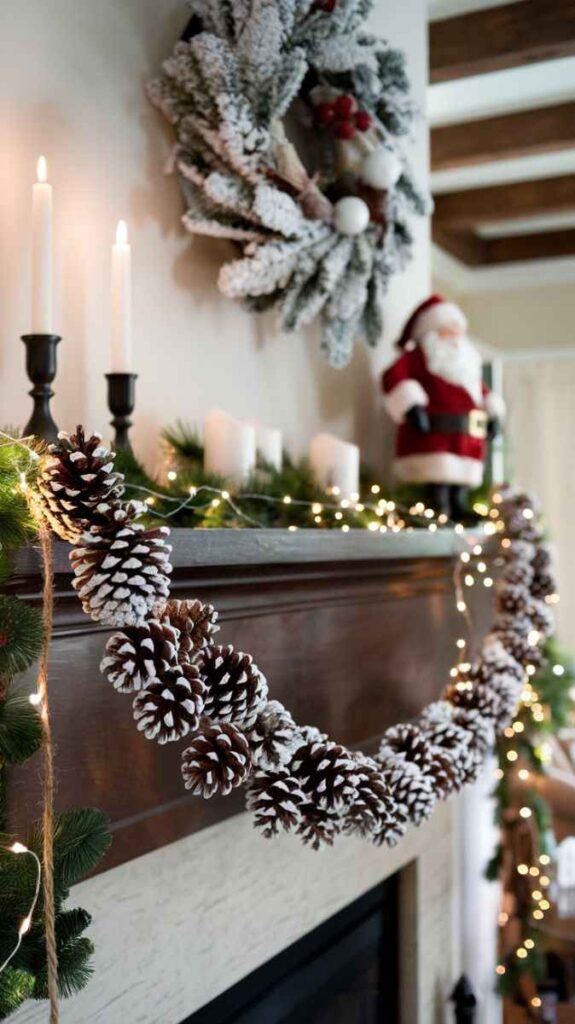 Twinkling Garland and Pinecones