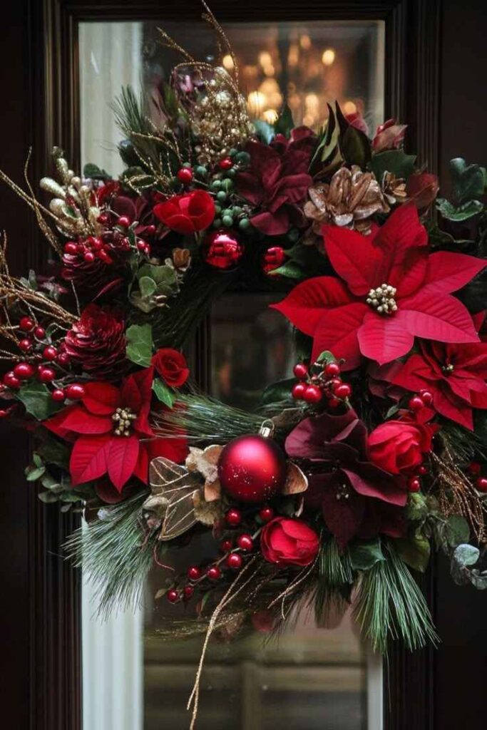 Festive Wreath on the Front Door