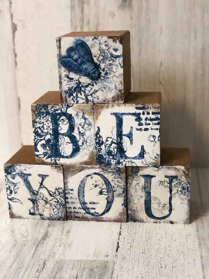 Stenciled Wooden Blocks
