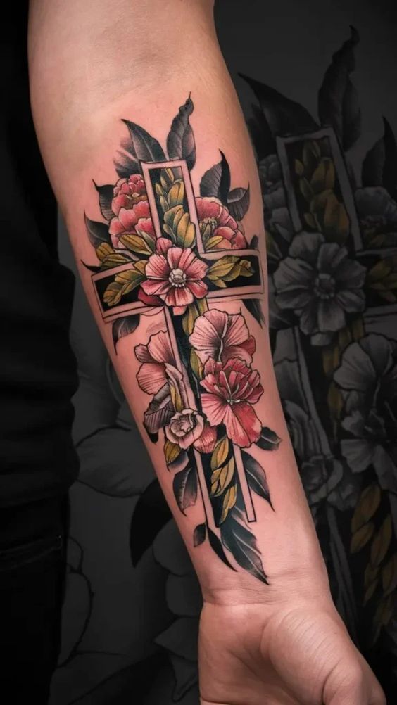 Cross with Floral Embellishments