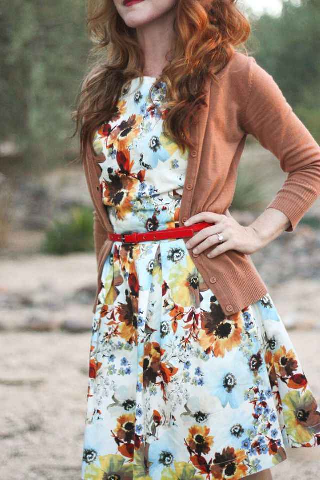 Floral Dress with a Cardigan