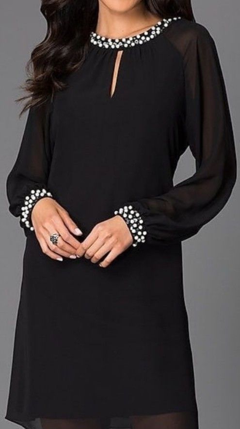 Black Dress with Pearls