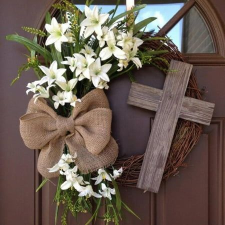 Burlap Cross Wreath