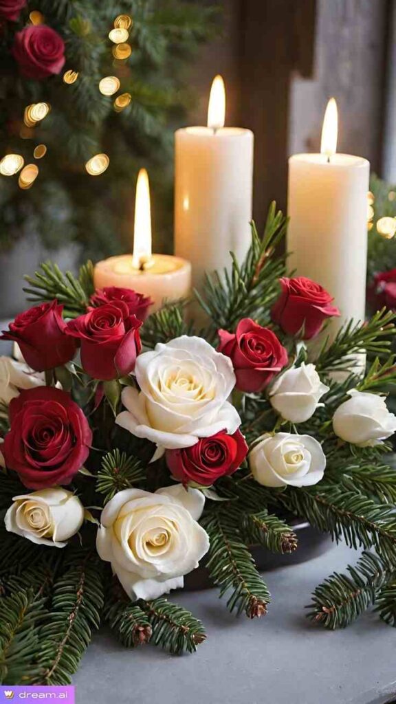 Candlelit Wreath on the Table