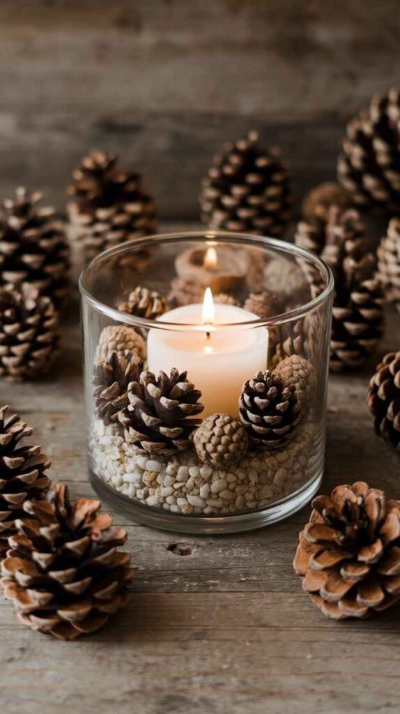 Pinecone Centerpiece With Candles
