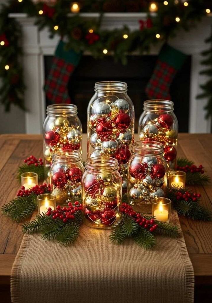 Ornament-Filled Glass Jars 