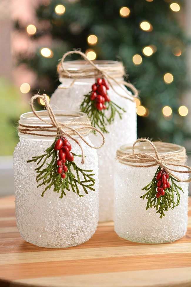 Mason Jars with Epsom Salt Snow