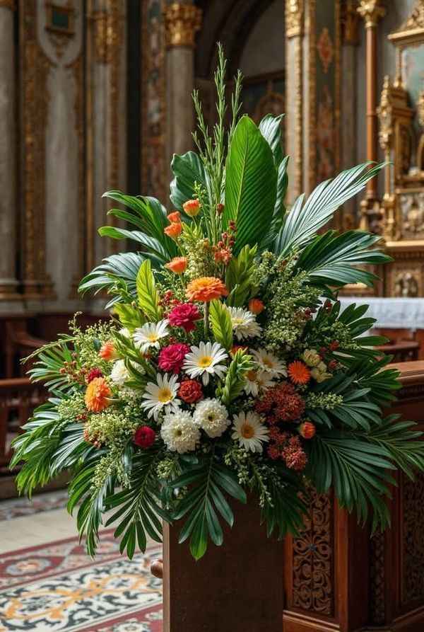 Fresh Flower Arrangements on the Altar