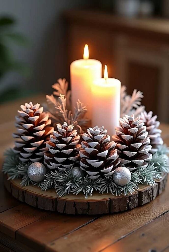 Pinecone Candle Display