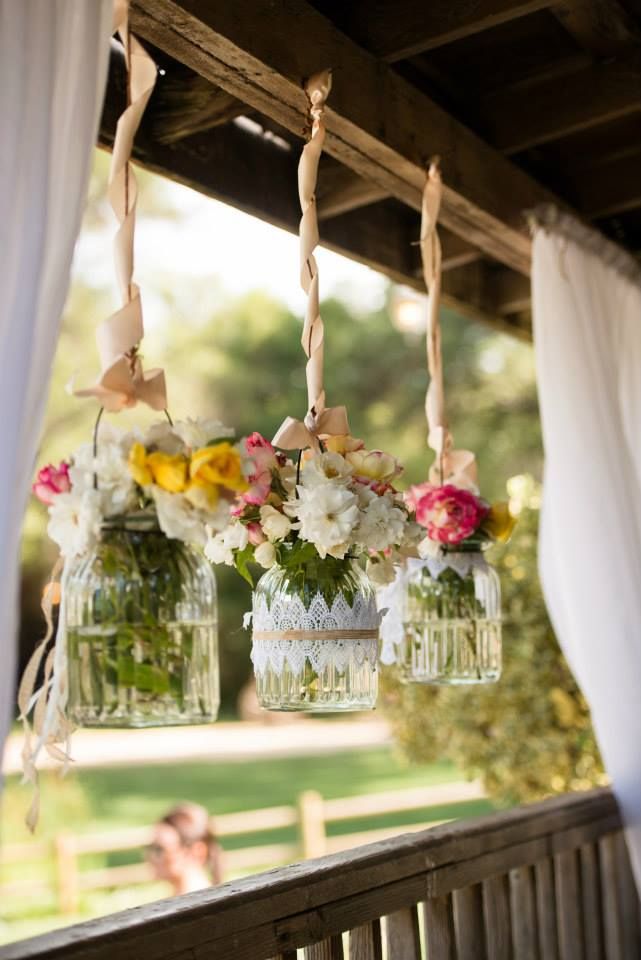 Hanging Mason Jar Flowers