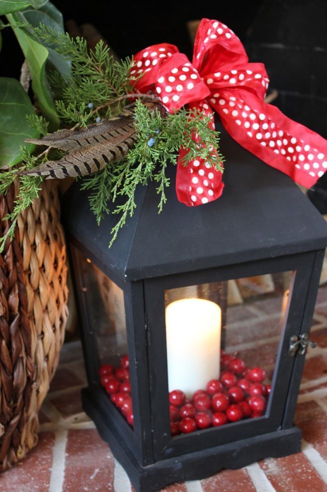 Lanterns with Holly Sprigs