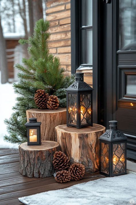 Lanterns with Pine Branches