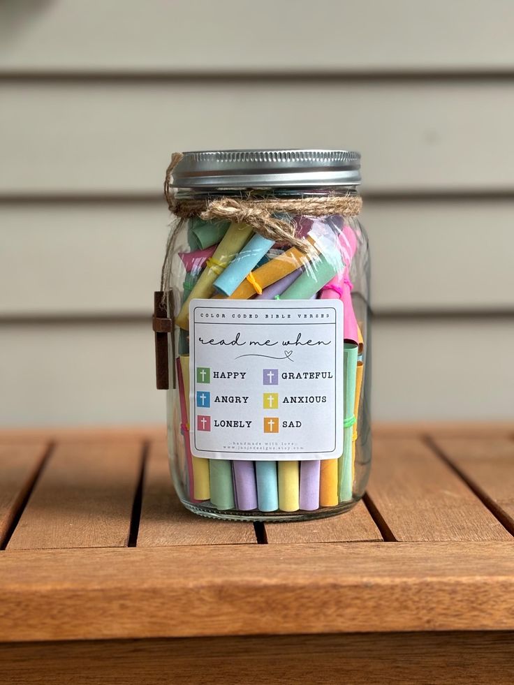Mason Jar with Scripture Strips