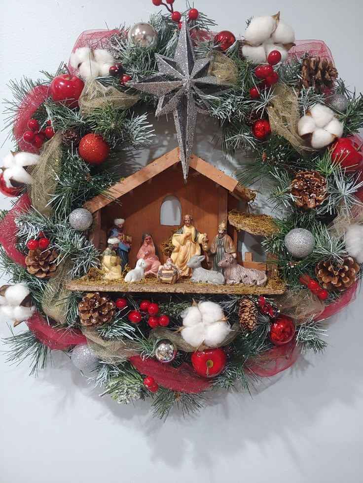 Wreath with a Nativity Center