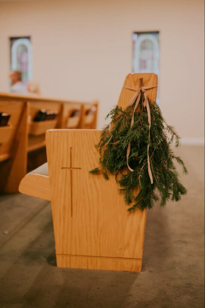 Pine Garland on the Pews