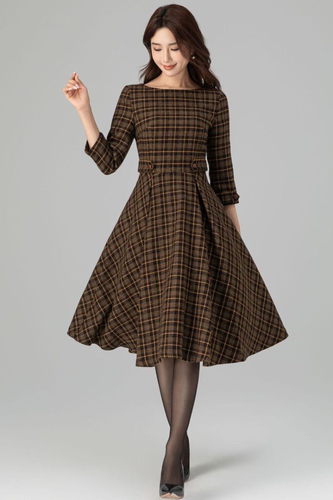 Plaid Dress with Tights