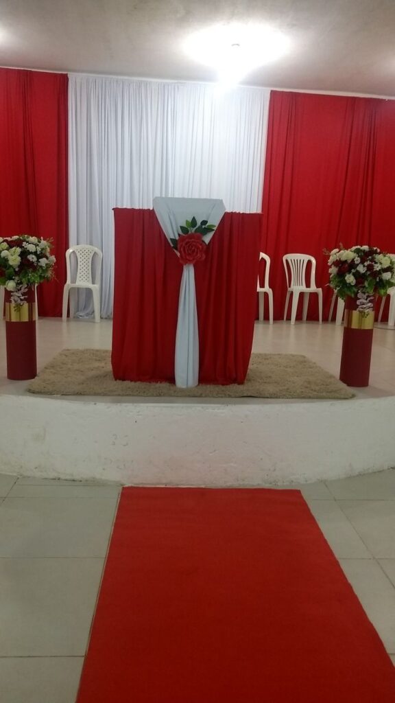 Red Draped Altar Backdrop