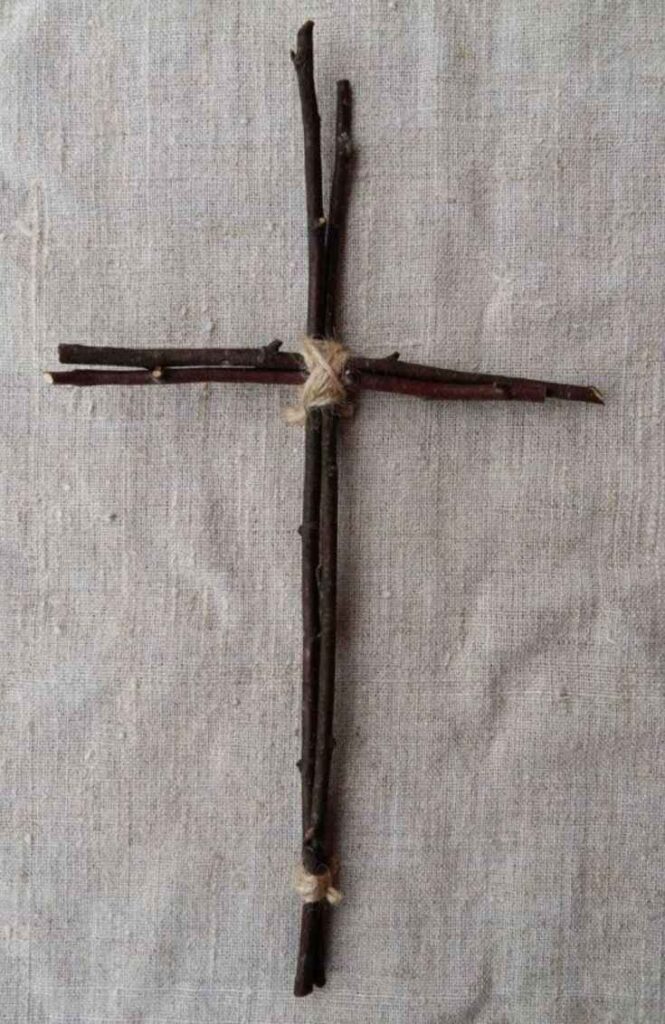 Rustic Wooden Cross with Twine