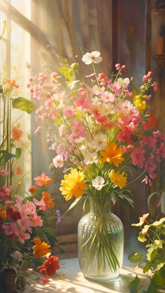Simple Flower Bouquets on Windowsills