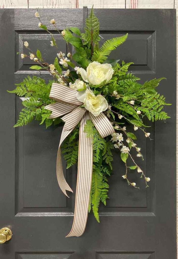 White and Green Minimalist Cross Wreath