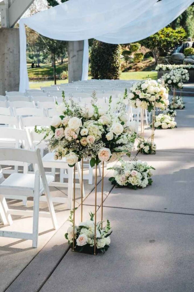Floral Arrangements Along the Aisle
