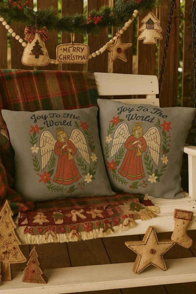 Embroidered Angel Pillow