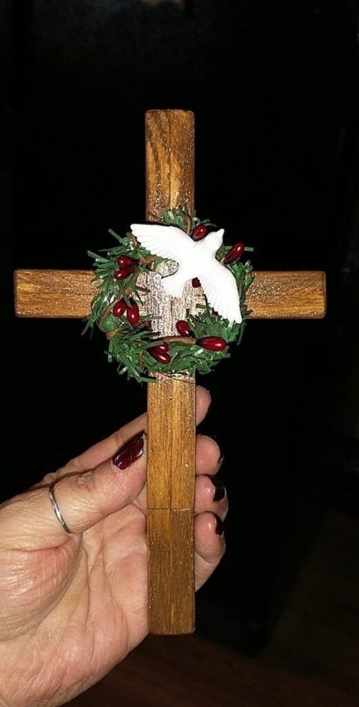 Wooden Bead Cross Wreath