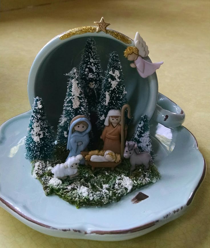small nativity set in my coffee nook—