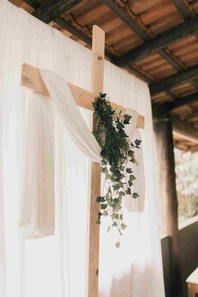 Fabric Drapes on Cross