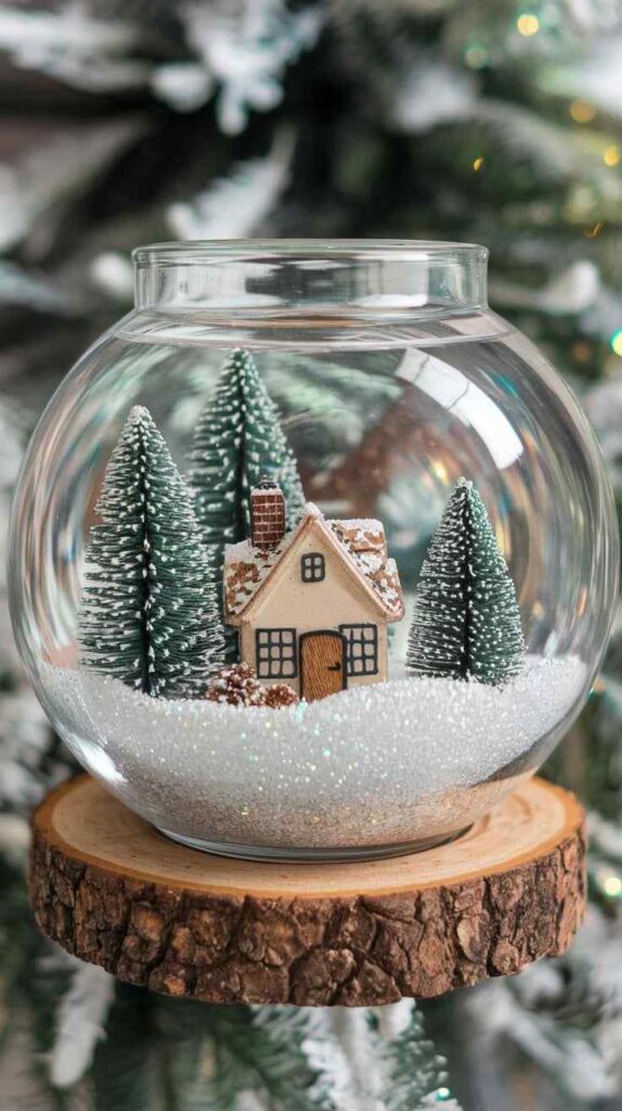Mini Christmas Village Snow Globe