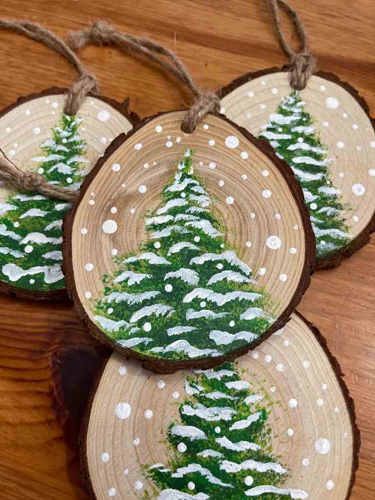 Rustic Wood Slice Christmas Coasters