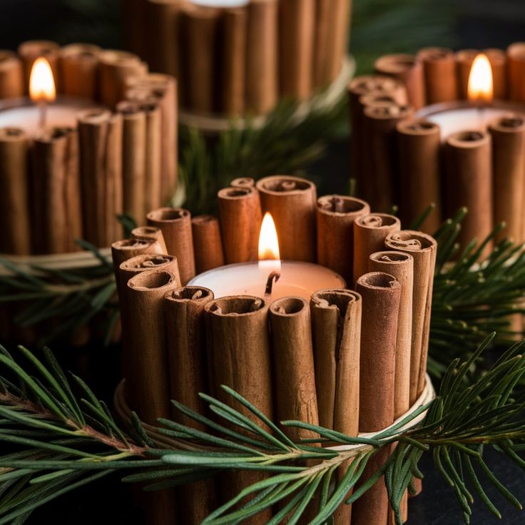 Pine and Cinnamon Candle Holders