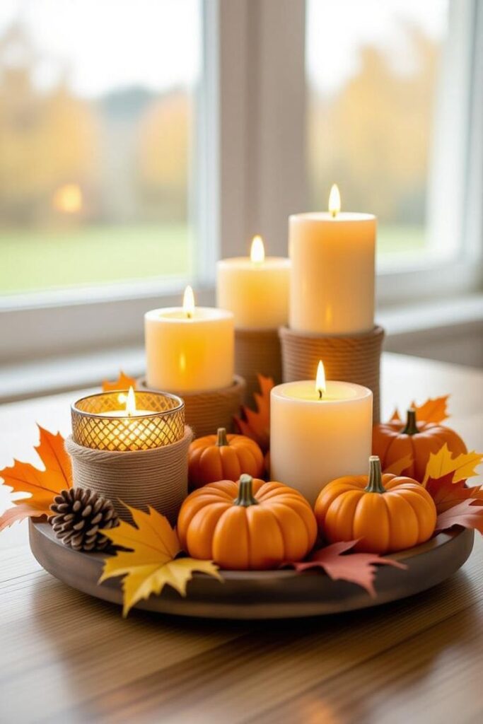 Rustic Pumpkin Candle Centerpiece