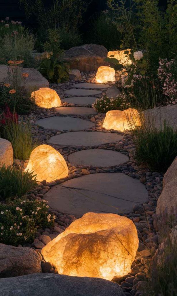 Glow Stones Along Path