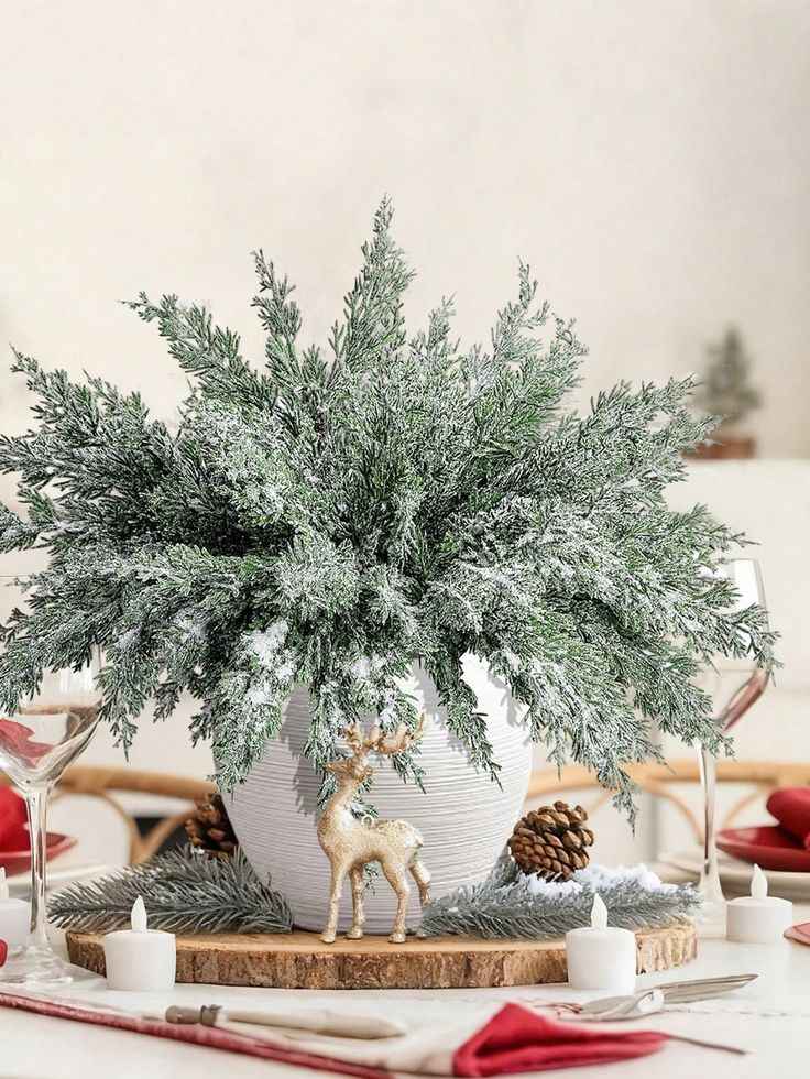 Frosted Pine Branch Centerpiece