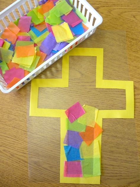 Tissue Paper Stained Glass Cross