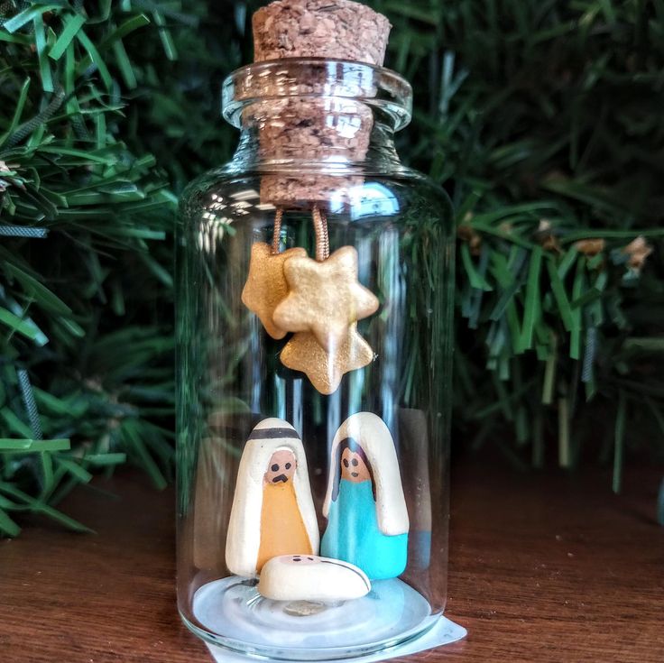 Mini Glass Jar Nativity