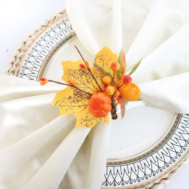 Mini Pumpkin and Leaf Rings