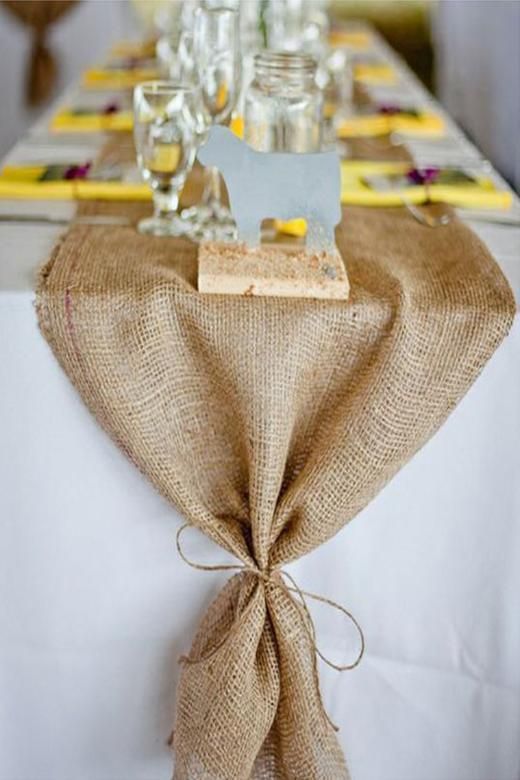 Burlap Table Runner with Cross Accents