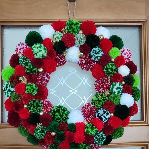 Pom-Pom and Tinsel Wreath