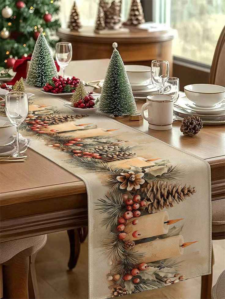 Snow-Dusted Pinecone Runner