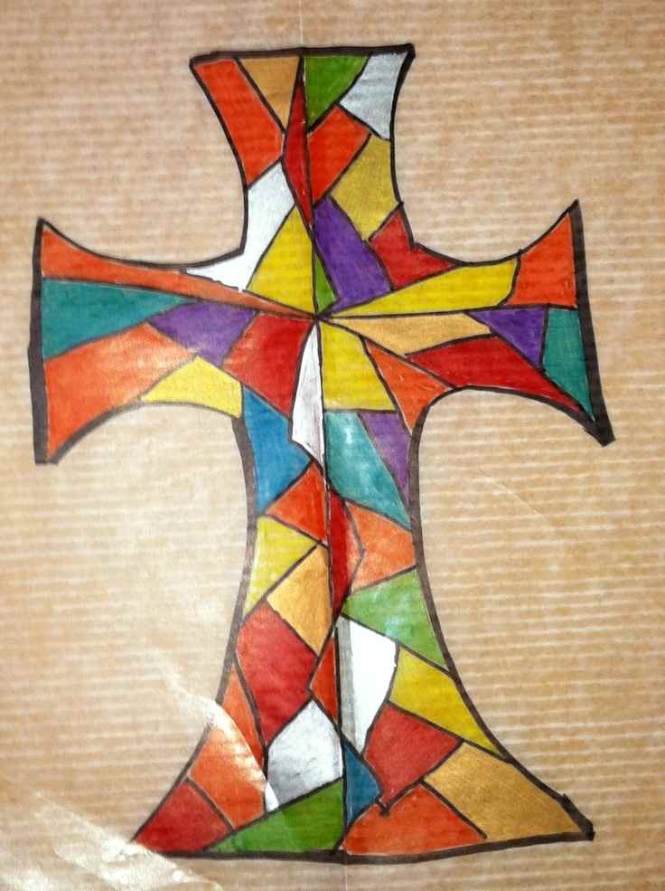 Wax Paper Stained Glass Cross