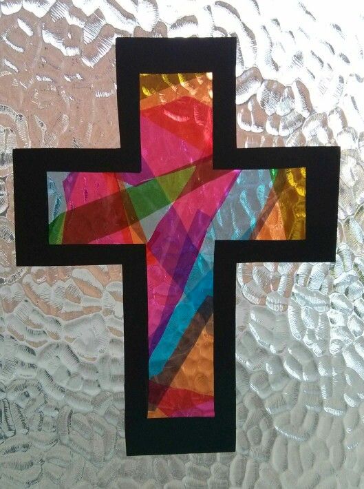 Cellophane Stained Glass Cross