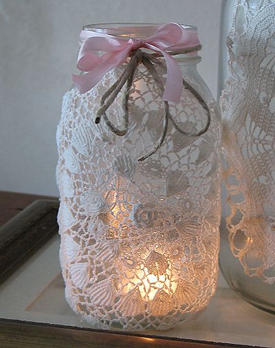 Lace and Twine Mason Jar Lanterns