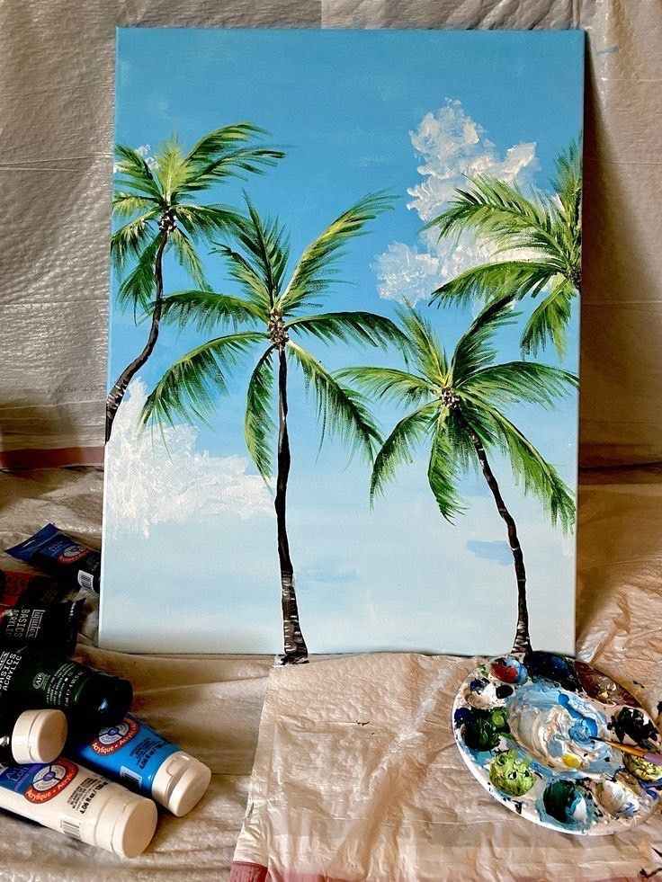 Watercolor Palm Scene